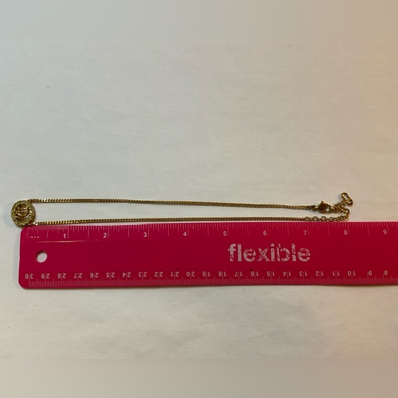 Christian Dior Gold Metal Dior Oval Logo Rhinestones Necklace 15"-17" - Picture 10 of 10